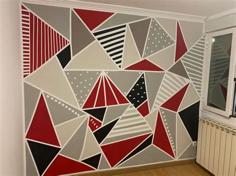 Pared Triangulos Wall Paint Designs Abstract Wall Art Living Room