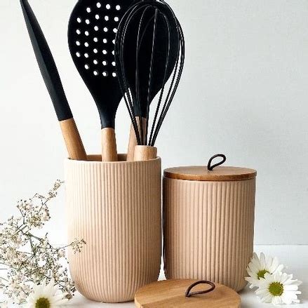 Kit 2 potiches potes de cerâmica Herméticos tampa de bambu LYOR nude ENVIO JÁ Shopee Brasil