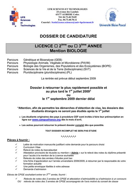 Votre Dossier De Candidature En Master Biologie Des Organismes Et Des