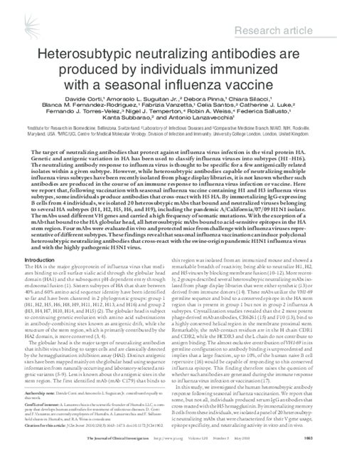 Pdf Heterosubtypic Neutralizing Antibodies Are Produced By