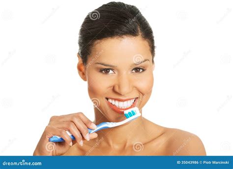Attractive Naked Woman With Toothbrush Stock Photo Image Of Lady