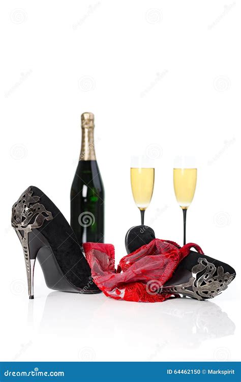 Woman Lingerie And High Heels Stock Photo Image Of Sparkling Champagne 64462150