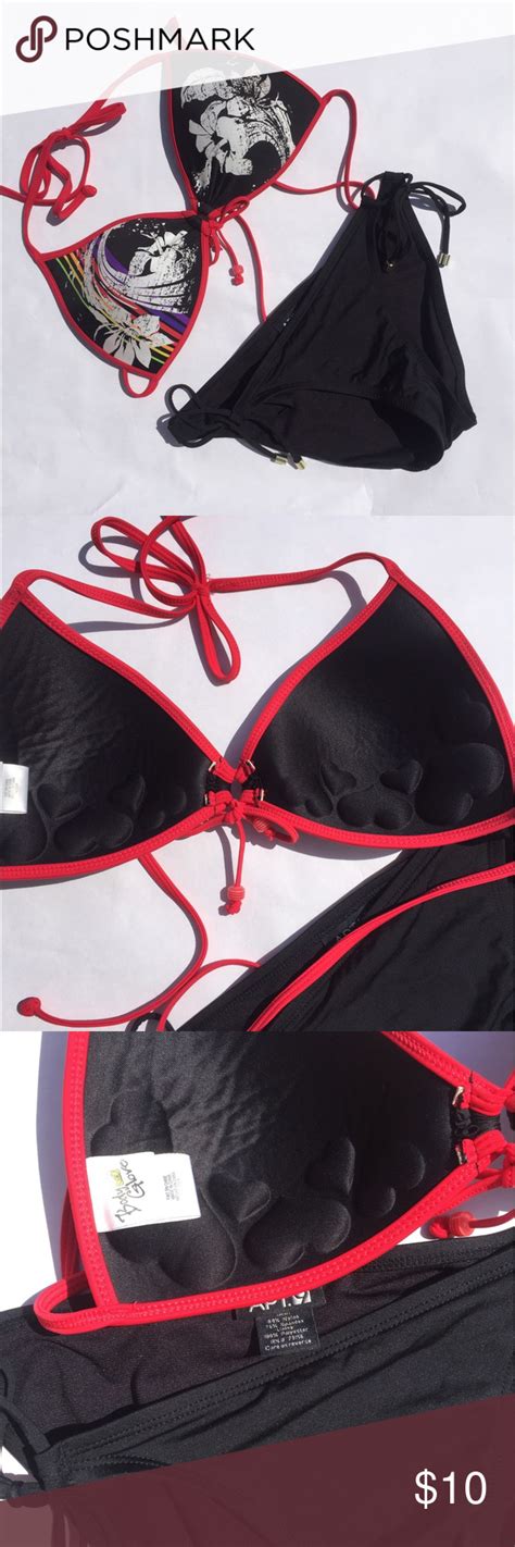 Red And Black Bikini Black Bikini Bikinis Clothes Design