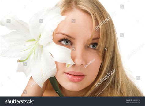 Nude Woman Lily Isolated On White Stock Photo 64602619 Shutterstock