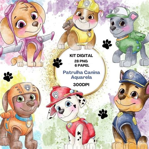 Patrulha Canina Aquarela Png - Kit Digital Patrulha Canina Aquarela Png 010 Compre 1 Leve 2 - Topo de ...
