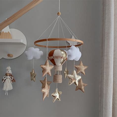 Hot Air Balloon Baby Mobile Gender Netural Crib Mobile Felt Baby Mobiles Neutral Baby Room