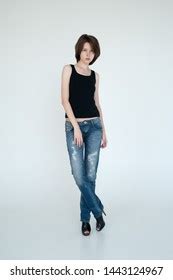 Beautiful Sexy Brunette Girl Black T Shirt Stock Photo Shutterstock