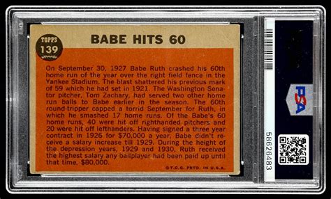 Babe Ruth Topps A Babe Ruth Special Babe Hits Pole Psa Authentic Pristine