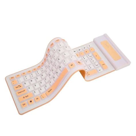 Fdit Clavier étanche Clavier En Silicone 107 Touches 2 4g Sans Fil Usb Pliable étanche à La