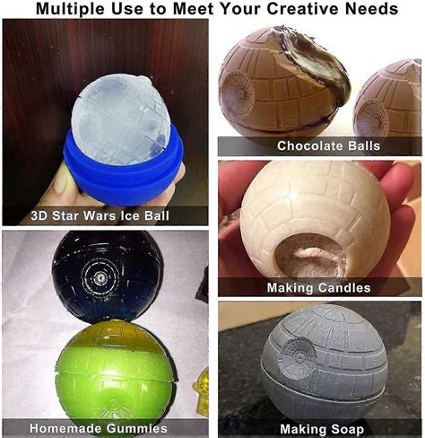 2pack 3d Death Star Wars Silicone Ice Cube Moulds, Death Star Ice Mould