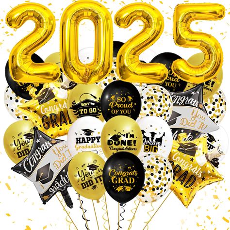 Graduation 2025 Balloons Gold Graduation Balloons Class of 2025