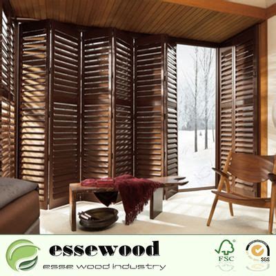 Decorative Primed Plantation Wood Shutter Basswood Paulownia Window