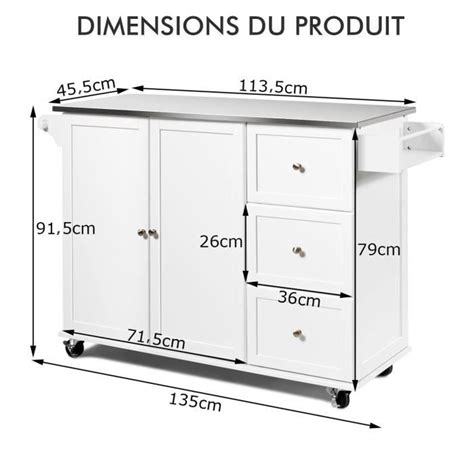 Costway Desserte De Cuisine Roulettes Avec Plateau Acier Inox Lot