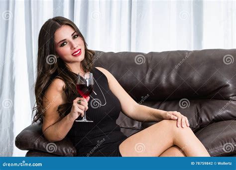 Seductive Brunette In A Black Dress Stock Photography Cartoondealer