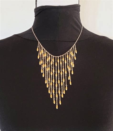 Napier Fringe Bib Necklace Silver And Gold Tone 16 Gem