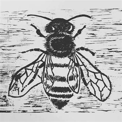 Corinne Kaegi Woodcut Bee Printmaking