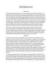 Naked Egg Osmosis Lab Docx Naked Egg Osmosis Background The Passage Of Molecules Into And Out