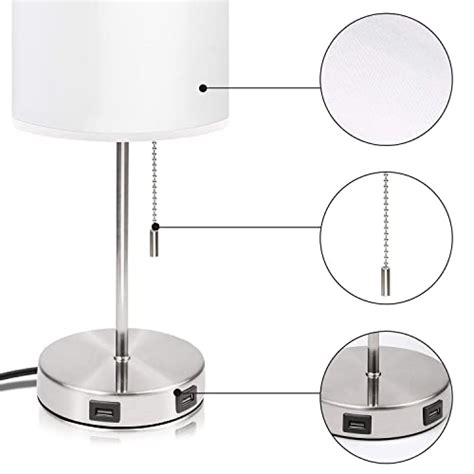 Lamps For Bedrooms Set Of 2 Seealle White Table Lamp Set With 2 USB