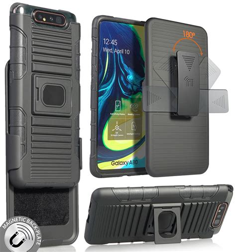 Case With Clip For Galaxy A80 Nakedcellphone Black Rugged Cover With