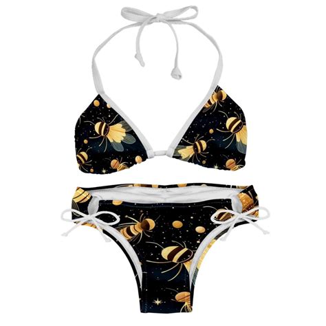 Starry Bees In The Sky Women S One Piece Swimsuit Bikini Set With Detachable Sponge And
