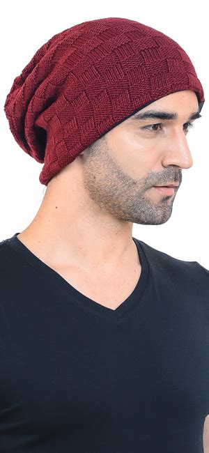 Hisshe Men Oversize Skull Slouch Beanie Large Skullcap Knit Hat