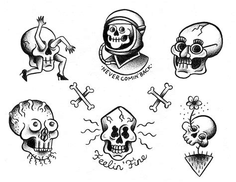 Traditional Skull Tattoo Flash