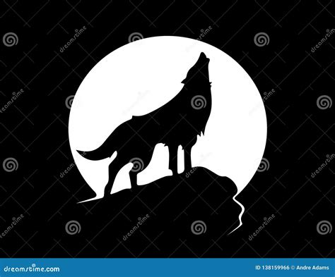 Bannière Dhurlement De Loup Noire Et Blanche Illustration De Vecteur