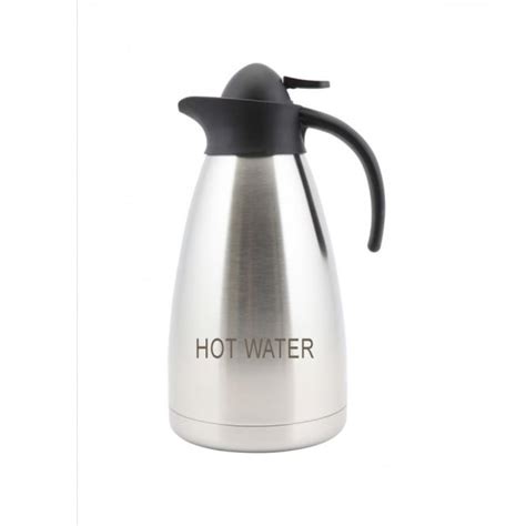 Genware Stainless Steel Hot Water Inscribed Vacuum Jug 2 0l Crosbys