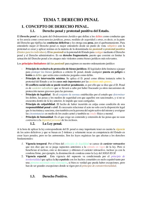 Tema Derecho Penal Nociones B Sicas Del Derecho Tema Derecho