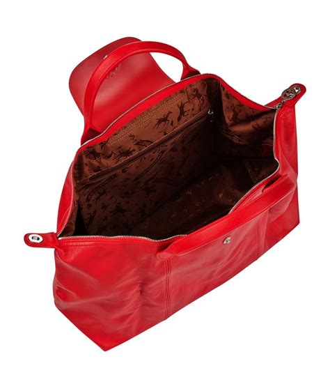 Longchamp Le Pliage Cuir Large Handbag In Red Cherry Lyst