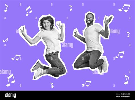 Happy Multiracial Couple Having Fun Over Colorful Background Stock