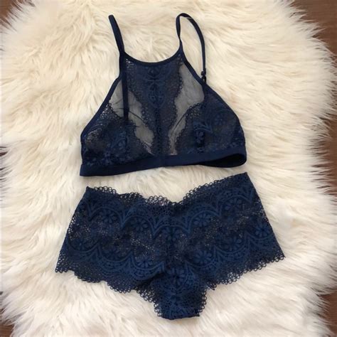 Victoria S Secret Intimates Sleepwear Sold Victorias Secret Blue Lace Lingerie Set Poshmark