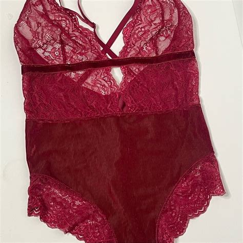 Adore Me Tops Nwt Womens Adore Me Onepiece Rumred Lace Lingerie Body Suit Poshmark