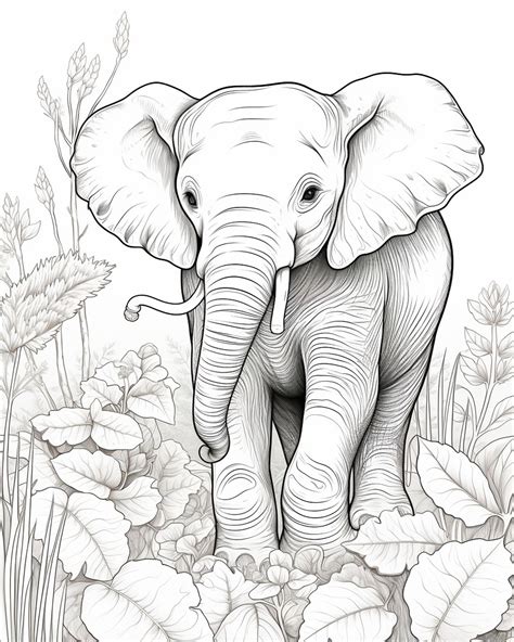 Premium Photo | Elephant in the Rainforest Coloring Pages