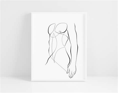 Male Body Line Art Abstract Man Wall Art One Line Drawing Abstract Naked Figure Print