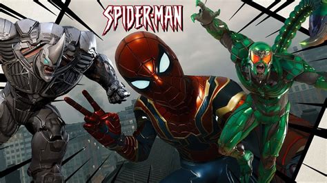 IRON SPIDER MAN Vs RHINO Y SCORPION MARVEL S SPIDER MAN REMASTERED