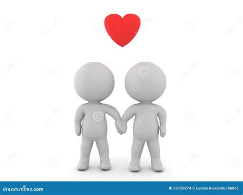 Illustrazione 3D Delle Coppie Omosessuali Gay Che Si Tengono Per Mano Insieme Illustrazione Di