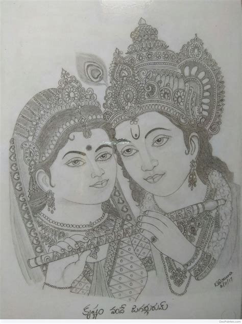 pencil sketch  lord krishna radha desipainterscom