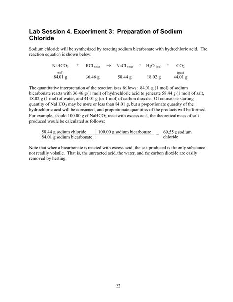 Lab Session 4, Experiment 3: Preparation of Sodium Chloride - DocsLib