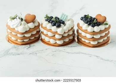 Layered Naked Cakes Cream Cheese Filling Stock Photo