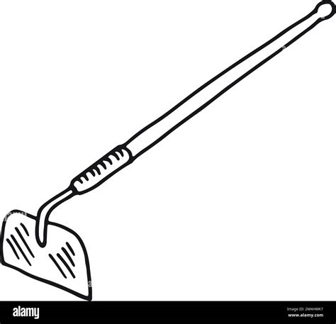 Hoe Ink Drawing Farming Tool Sketch Gardening Icon Stock Vector Image