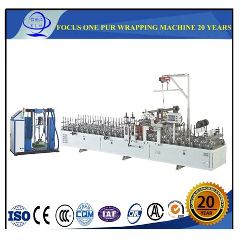 Aluminium PVC PUR Paper Film Melamine Wood Door Profile Hot Glue Melt Wrapping Machine