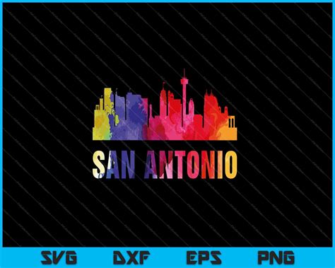 San Antonio Watercolor Skyline Home State Souvenir SVG PNG Files