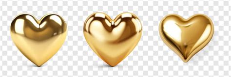 Золотое сердце на прозрачном фоне psd. | Премиум PSD Файл