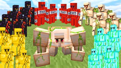 Buffed Iron Golem Vs 10 All Golems In Minecraft Mob Battle Youtube