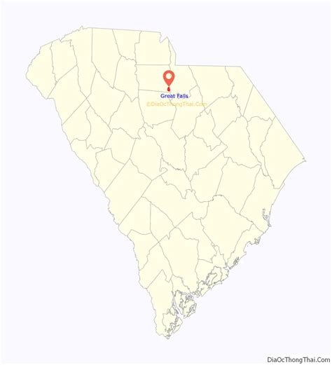 Map of Great Falls town, South Carolina - Thong Thai Real