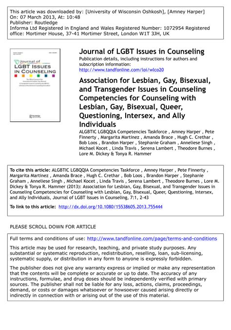 PDF Association For Lesbian Gay Bisexual And Transgender Issues In Counseling Competencies