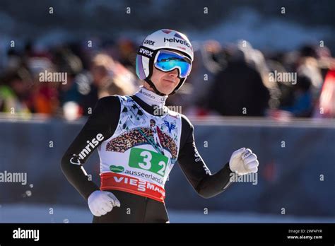 Simon Ammann Schweiz Bei Der Landung Im Ziel AUT FIS Skiflug