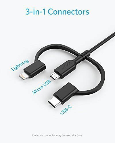 Кабель Anker MFI PowerLine II Lightning / Type C / Micro USB 90 см ...
