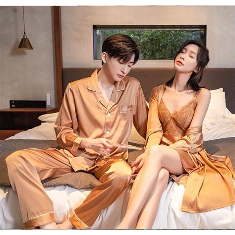 Jual HP Lingerie Premium Satin Set Kimono Baju Tidur Couple Wanita Seksi Dan Pria Lengan